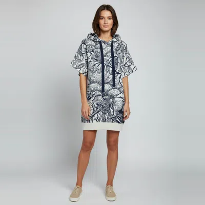 Pre-owned Dior Christian  Navy/off White Toile De Jouy Cashmere Blend Knit Short Sleeve Hoodie M In Blue