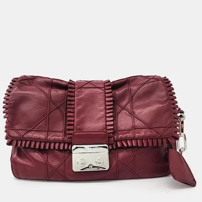 Pre-owned Dior Christian  New Lock Cannage Shoulder Bag In Burgundy