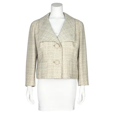 Pre-owned Dior Christian  New York 1950s Cream Wool And Linen Jacket In White