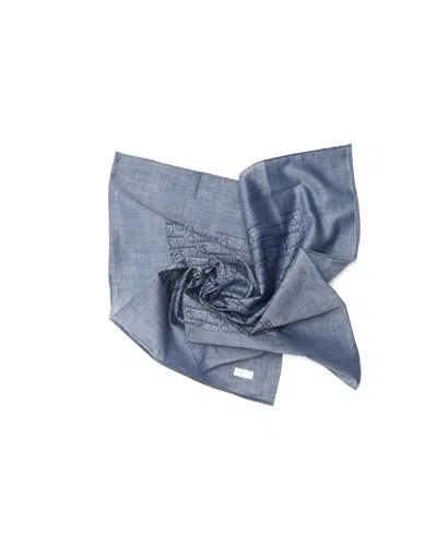 Pre-owned Dior Christian  Oblique 50 Cotton Scarf In Blue
