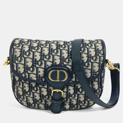 Pre-owned Dior Christian  Oblique Bobby Pochette Shoulder Bag In Canvas/leather Navy In Blue