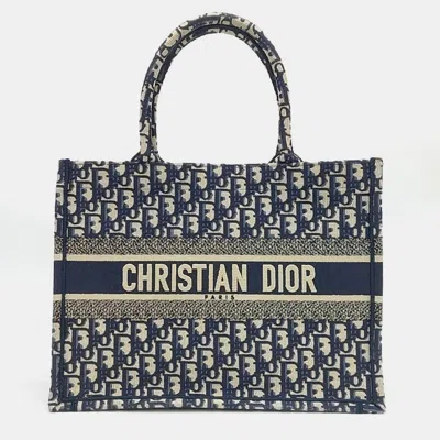 Pre-owned Dior Christian  Oblique Book Tote 36 M1296zriw Handbag In Navy Blue