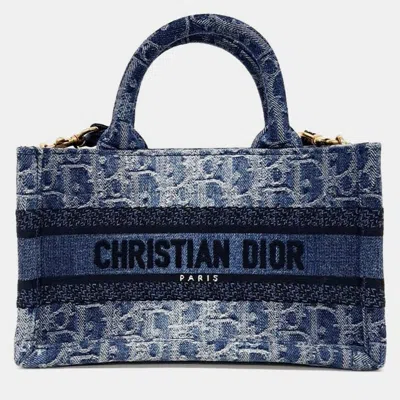 Pre-owned Dior Christian  Oblique Book Tote Mini Bag In Blue