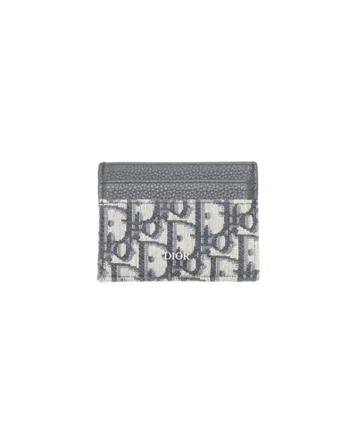 Dior Christian  Oblique Card Holder In Gray