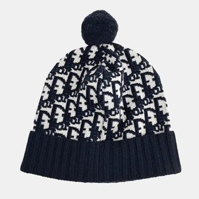 Pre-owned Dior Christian  Oblique Cashmere Beanie In Blue