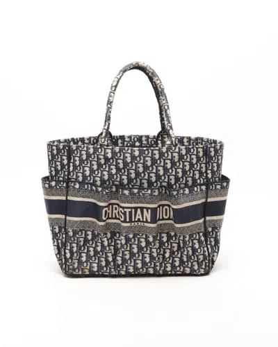 Dior Christian  Oblique Catherine Tote Bag In Blue