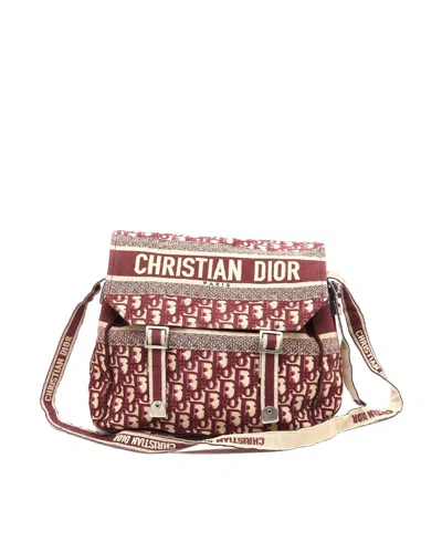 Dior Christian  Oblique Camp Messenger Bag In Burgundy