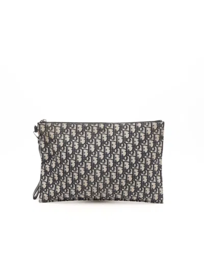 Dior Christian  Oblique Jacquard Pouch, Fits 13-inch Laptop In Multi
