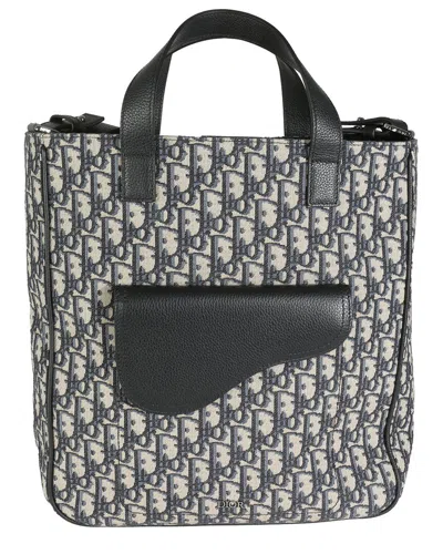 Dior Christian  Oblique Jacquard Saddle Tote