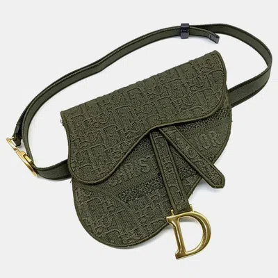 Pre-owned Dior Christian  Oblique Saddle Belt Bag In Green