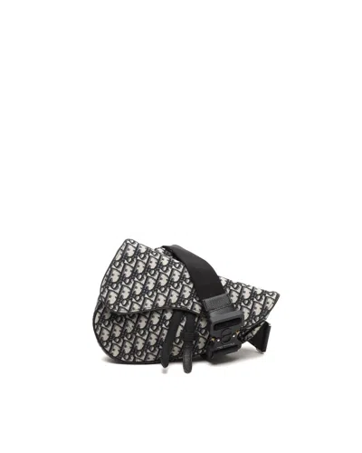 Pre-owned Dior Christian  Oblique Saddle Bum Bag In Navy