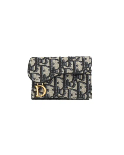 Dior Christian  Oblique Saddle Canvas And Leather Card Holder In Multi