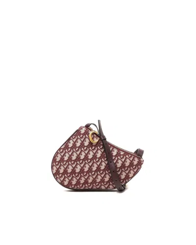 Dior Christian  Oblique Saddle Triple Zip Bag In Burgundy