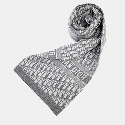 Pre-owned Dior Christian  Oblique Scarf In Gray