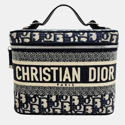 Pre-owned Dior Christian  Oblique Travel Vanity In Navy Blue