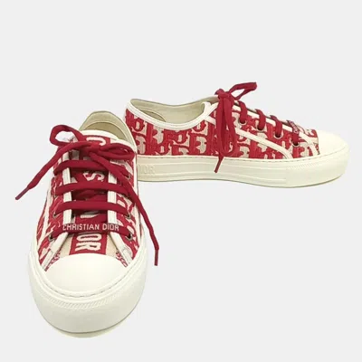 Pre-owned Dior Christian  Oblique Walk &  Sneakers In Red