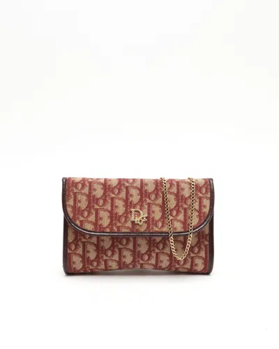 Dior Christian  Oblique Wallet On Chain Bag In Burgundy