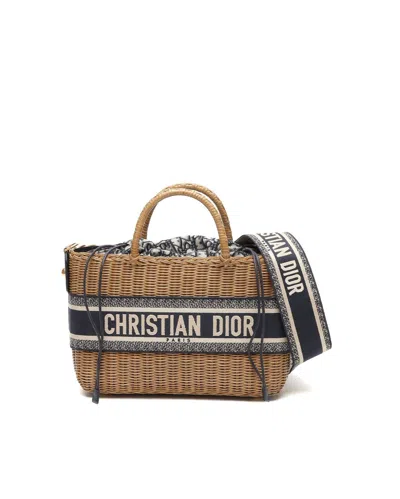 Dior Christian  Oblique Wicker Basket Bag In Multi