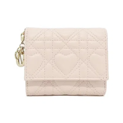 Pre-owned Dior Christian  Pale Pink Leather Wallet (bi-fold) ()