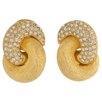 Pre-owned Dior Christian  Paris Gilded Metal Jeweled Clip-on Earrings In Multi