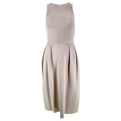 Pre-owned Dior Christian  Paris Ribbed Knit Beige Tank Dress 2010 In Brown