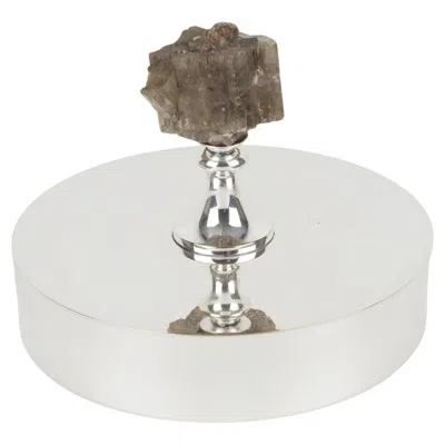 Pre-owned Dior Christian  Paris Silver Plate Box With Quartz Stone Decor, Circa 1970