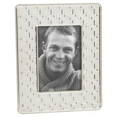 Pre-owned Dior Christian  Paris Silver Plate Picture Frame Pied De Coq Pattern