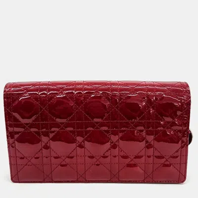 Pre-owned Dior Christian  Patent Cannage Chain Crossbody Bag In Red