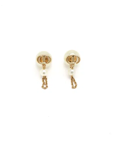 Dior Christian  Pearl Tribales Earrings In Gold