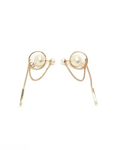 Dior Christian  Pearl Tribales Earrings In Red