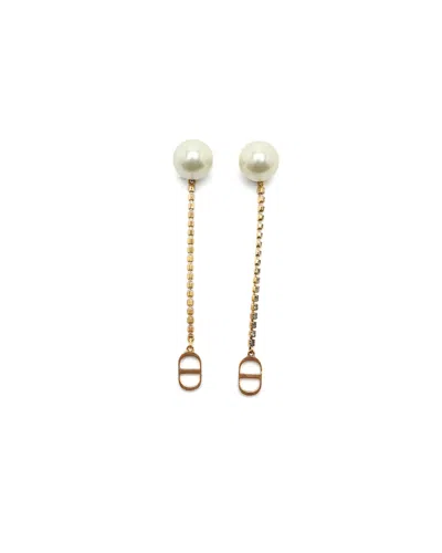 Dior Christian  Pearl Tribales Earrings In Gold