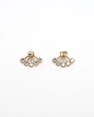 Dior Christian  Petit Cd Rhinestone Earrings In Gold