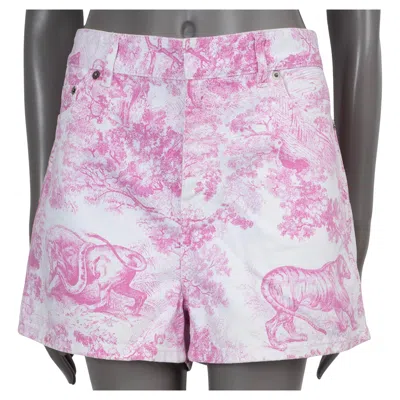Pre-owned Dior Christian  Pink & White Cotton 2022 Iviera Denim Shorts Pants 42 L