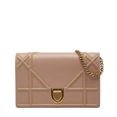 Pre-owned Dior Christian  Pink Beige Leather Shoulder Bag ()