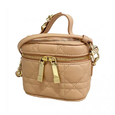 Pre-owned Dior Christian  Pink Beige Leather Vanity Bag ()