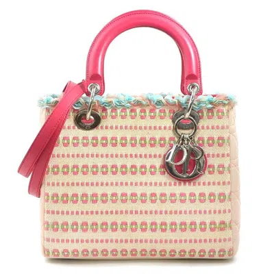 Pre-owned Dior Christian  Pink Canvas Leather Handbag Shoulder Bag ()