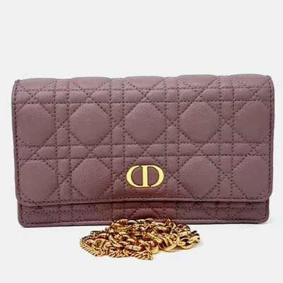 Pre-owned Dior Christian  Pink Leather Caro Pouch Chain Crossbody Bag S5134