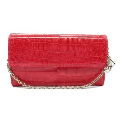 Pre-owned Dior Christian  Pink Leather Chain/shoulder Wallet ()