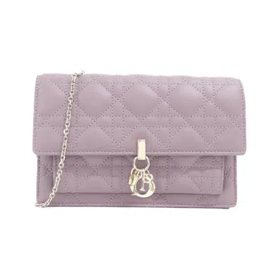 Pre-owned Dior Christian  Pink Leather Chain/shoulder Wallet ()