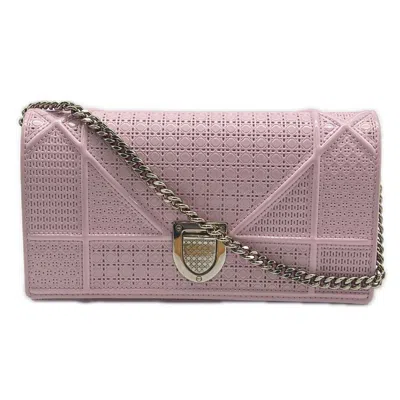 Pre-owned Dior Christian  Pink Leather Chain/shoulder Wallet ()