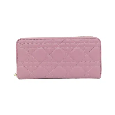 Pre-owned Dior Christian  Pink Leather Long Wallet (bi-fold) ()