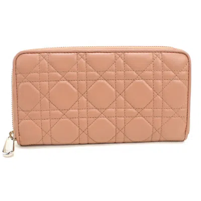 Pre-owned Dior Christian  Pink Leather Long Wallet (bi-fold) ()