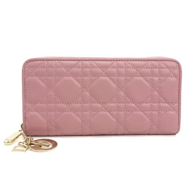 Pre-owned Dior Christian  Pink Leather Long Wallet (bi-fold) ()