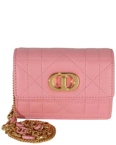 Pre-owned Dior Christian  Pink Leather Macrocannage Micro Miss Caro Chain Bag (authentic  Pre-loved)