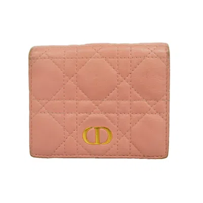 Pre-owned Dior Christian  Pink Leather Wallet (bi-fold) ()