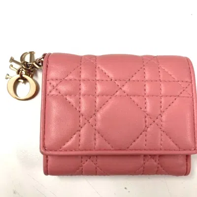 Pre-owned Dior Christian  Pink Leather Wallet (tri-fold) ()