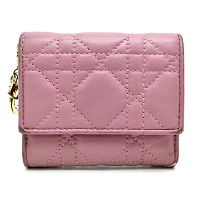 Pre-owned Dior Christian  Pink Leather Wallet (tri-fold) ()