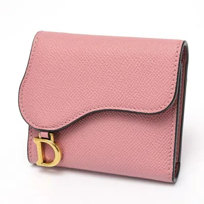 Pre-owned Dior Christian  Pink Leather Wallet (tri-fold) ()
