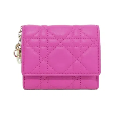 Pre-owned Dior Christian  Pink Leather Wallet (tri-fold) ()