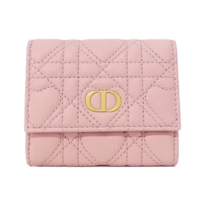 Pre-owned Dior Christian  Pink Leather Wallet (tri-fold) ()